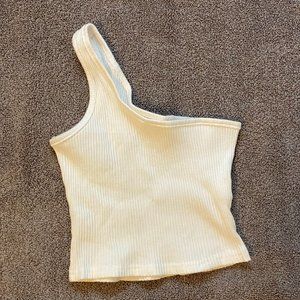 One Shoulder White Crop Top